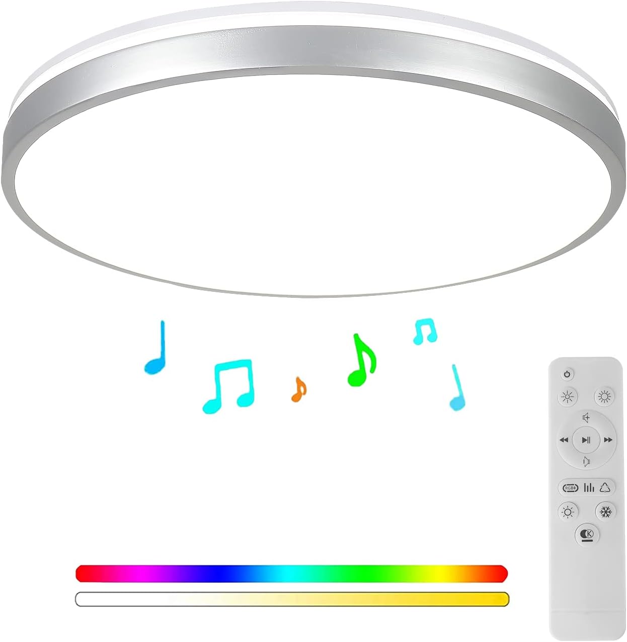 Bluetooth Speaker Ceiling Light, Color-Changing LED Flush Mount
