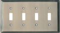 Switch Hits Satin Nickel Art Deco Step Light Switch Cover - 4 Toggle