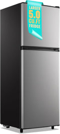 WANAI Double Door Small Refrigerator with Freezer - Compact 5.0 Cu.ft