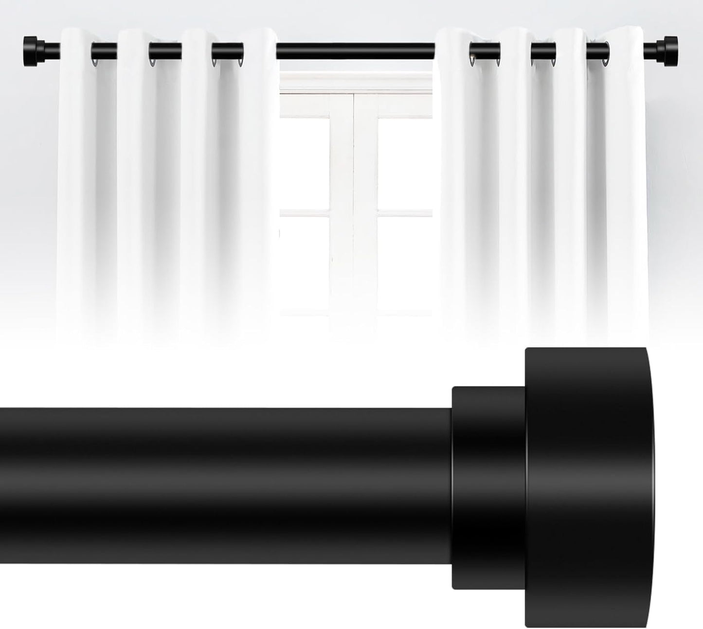 Matte Black Adjustable Curtain Rod 48-84: Sleek & Heavy-Duty for Modern Decor