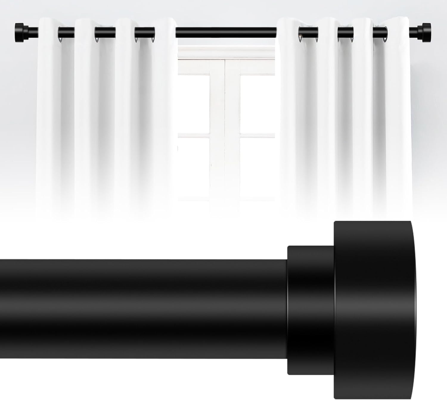 Matte Black Adjustable Curtain Rod 48-84: Sleek & Heavy-Duty for Modern Decor