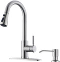 Kitchen Sink Faucet with Pull Down Sprayer - 3 Mode Brushed Nickel