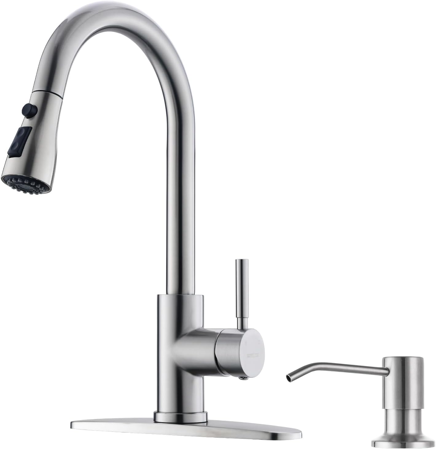 WEWE Kitchen Sink Faucet with Soap Dispenser and Pull Down Sprayer