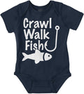 Brisco Brands Crawl Walk Fish Hook Baby Romper 6M - Comfortable