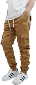URBANJ Men's Stretch Twill Drop Crotch Jogger Pants - Comfortable wash