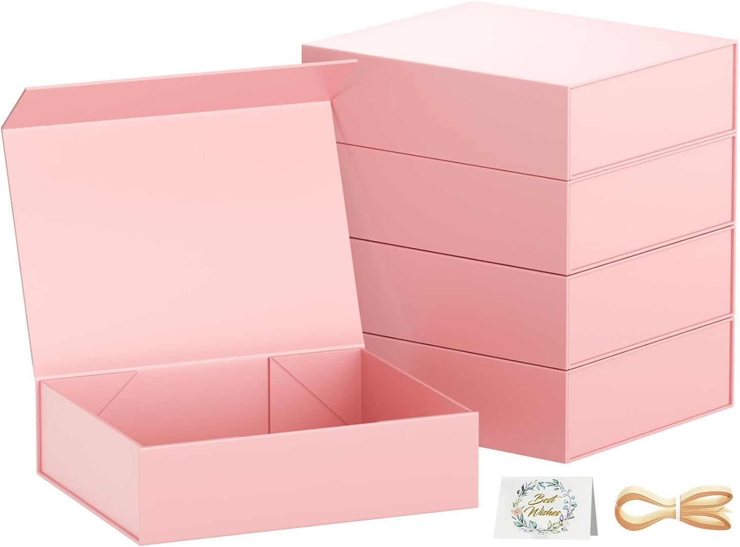 Durable Pink Gift Boxes with Lids for All Occasions - 5 Pack