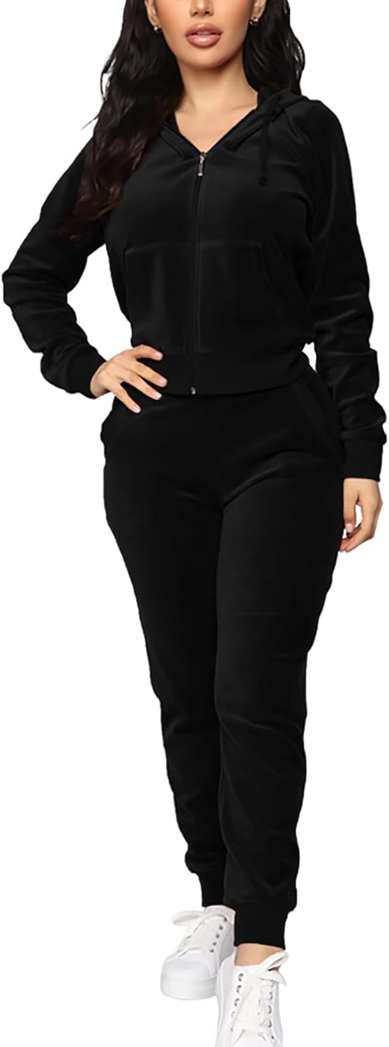 BOGURST Velour Tracksuit Set for Women - Stylish Comfort