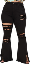 Plus Size Bell Bottom Jeans for Women High Waisted Flared Fit