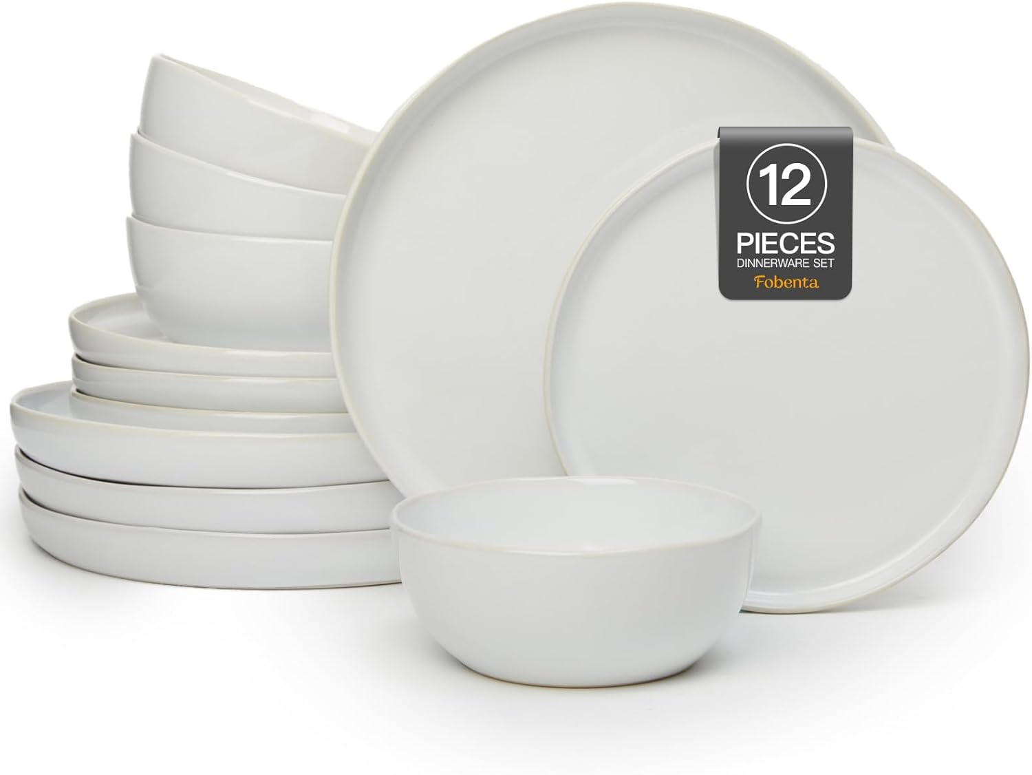 Ceramic Dinnerware Set for 4, Reactive Glaze Plates & Bowls