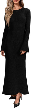 Yousify Womens Bell Long Sleeve Maxi Dress for Style