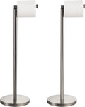 Toilet Paper Holder Brushed Nickel 2 Pack - Free Standing Tissue Stand