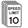 Speed Limit 10 MPH Sign 4-Pack - Reflective 12x18 Rust Free