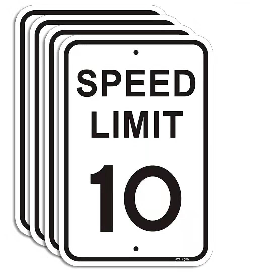 Speed Limit 10 MPH Sign 4-Pack for Safe Traffic Control