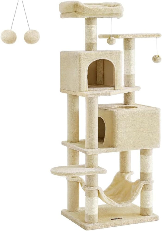 Feandrea Cat Tree 61-Inch Plush Multi-Level Cat Tower for Cats
