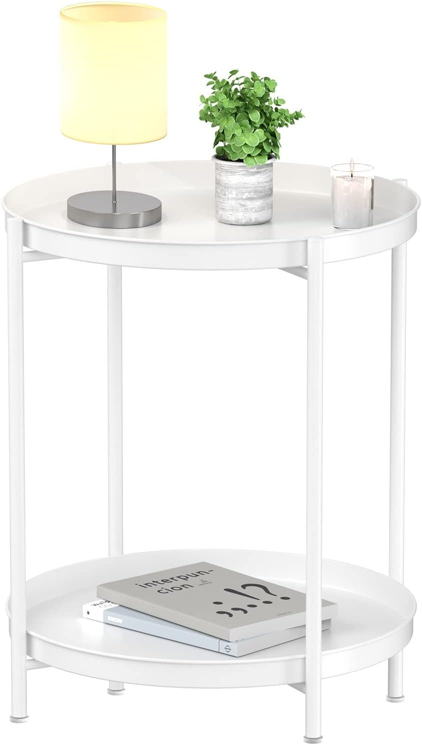 EKNITEY 2 Tier End Table - Versatile Small Sofa Side Table