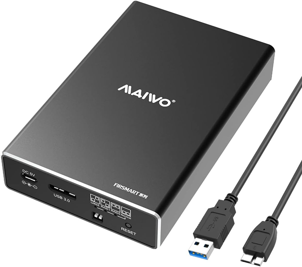 MAIWO Dual Bay RAID Enclosure: 16TB Capacity
