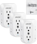 LENCENT 2 Prong Power Strip 6-Outlet Extender - Converts 2 to 3 Prong