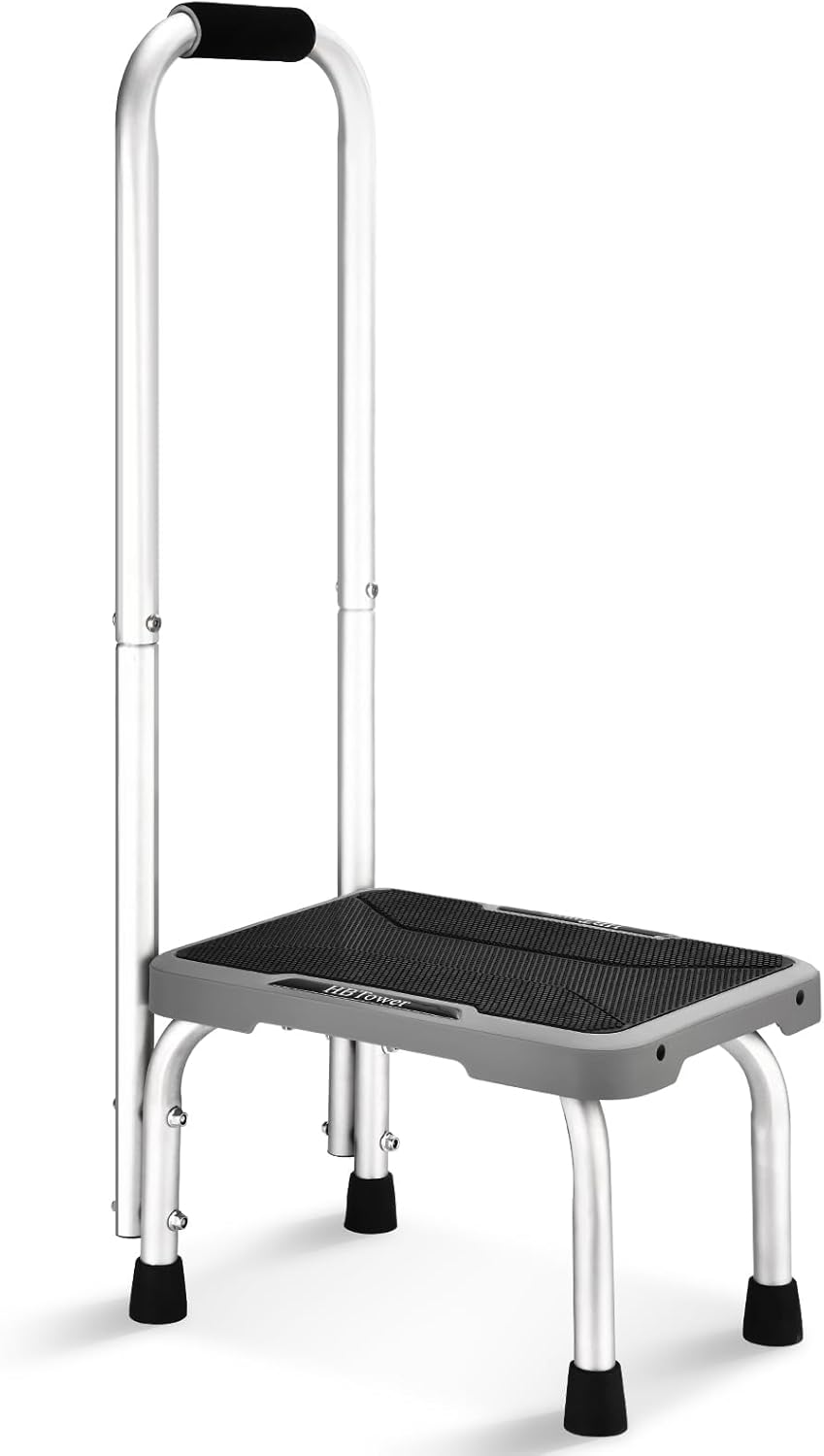 HBTower Aluminum Step Stool with Handle for Safe Use at Home