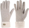Women's Winter Cashmere Gloves with Faux Fur Cuffs - Thermal Knit