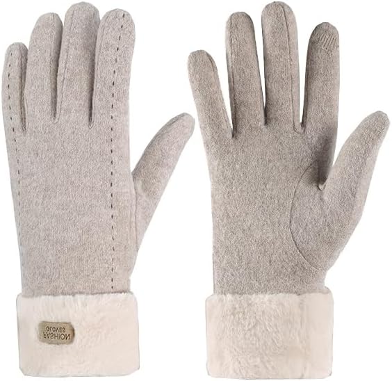 Cozy Faux Fur Cuffed Cashmere Gloves by FairyCity