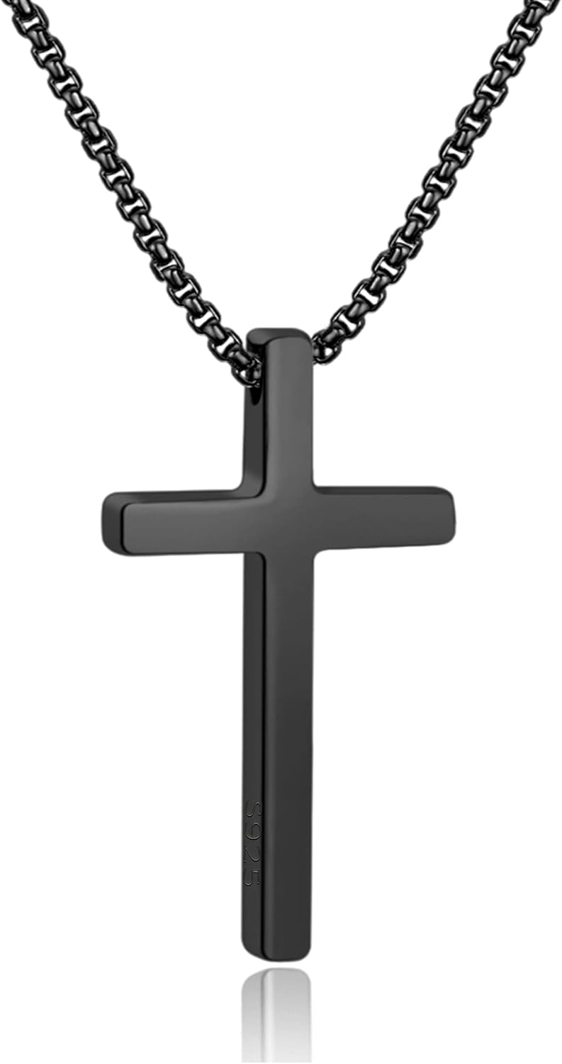 M MOOHAM Cross Necklace for Men in Silver Black Gold Styles