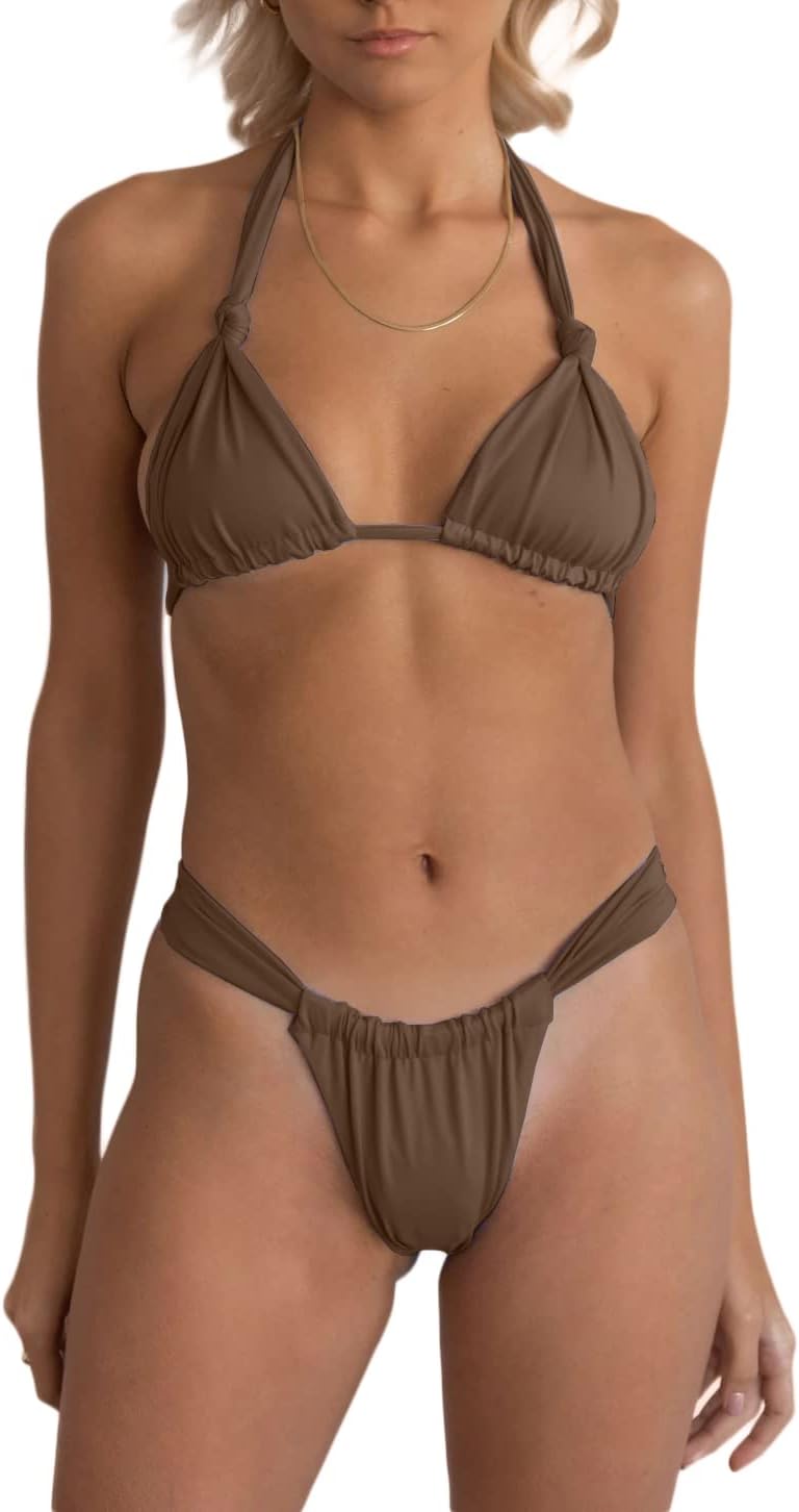 Sexy Ruched Cheeky Bikini Set - 2 Piece Set