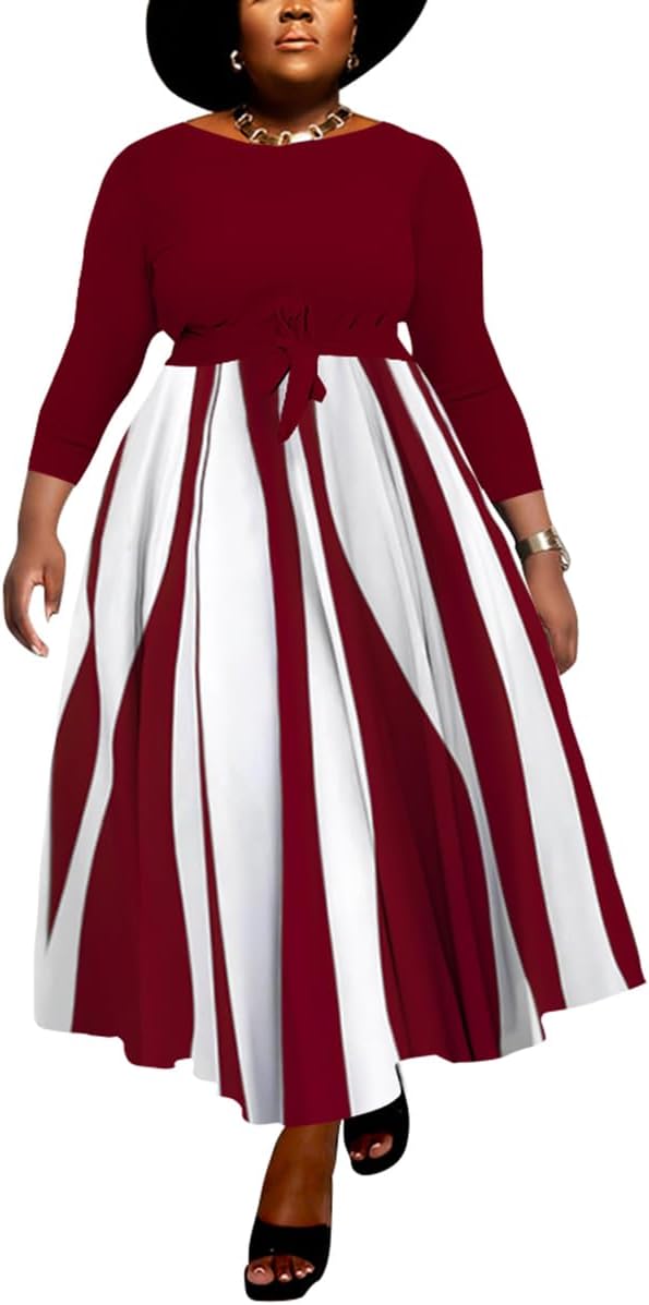BFFBABY Women's Plus Size Maxi Dress with Elegant Floral Print
