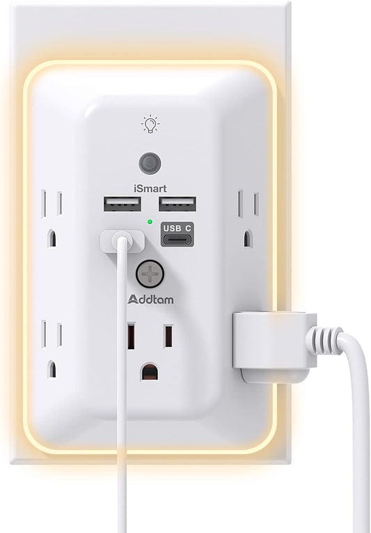Addtam Surge Protector: 5 Outlets + 4 USB Ports 