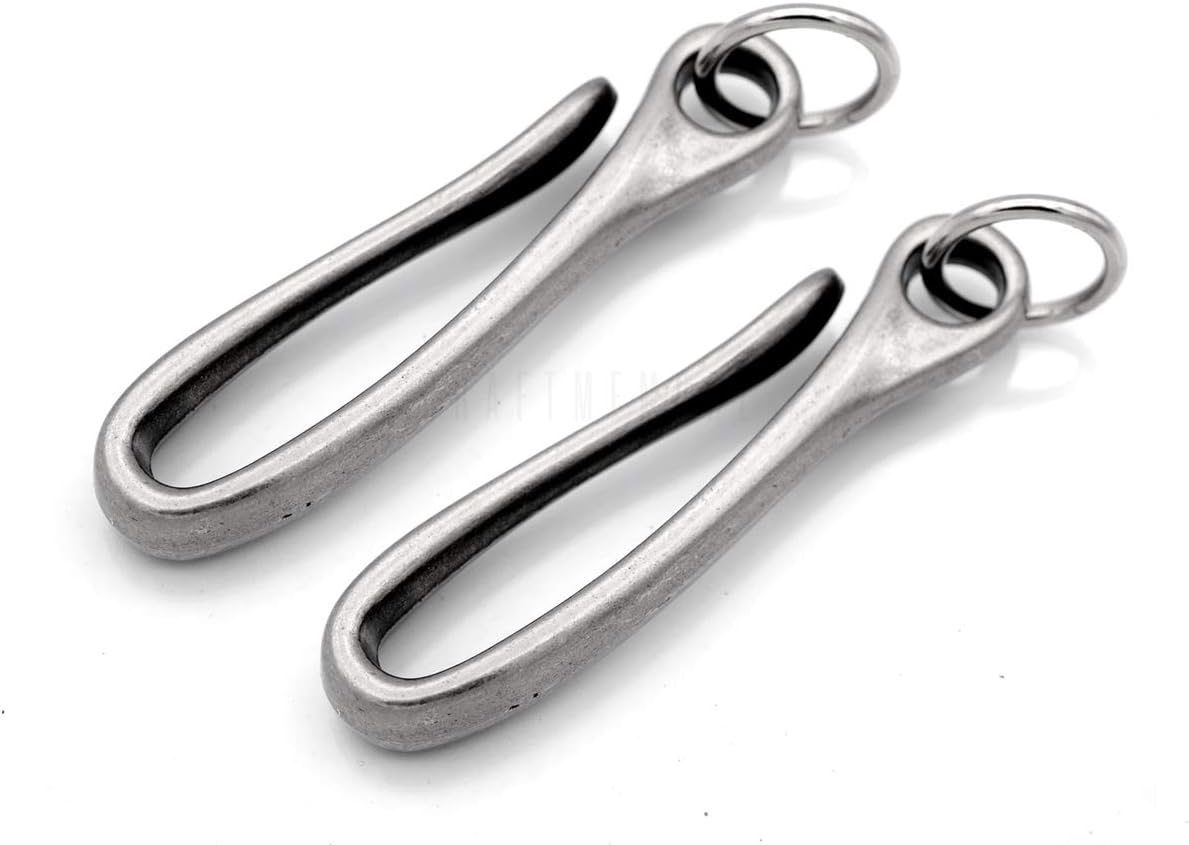 Fish Hook Keychain Holder for Leathercraft - Antique Silver