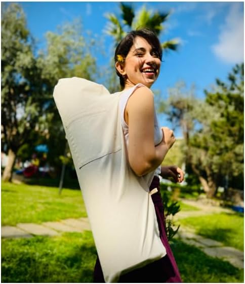 Raw Cotton Yoga Mat Bag - Fits 8mm Mats, Minimalist Design