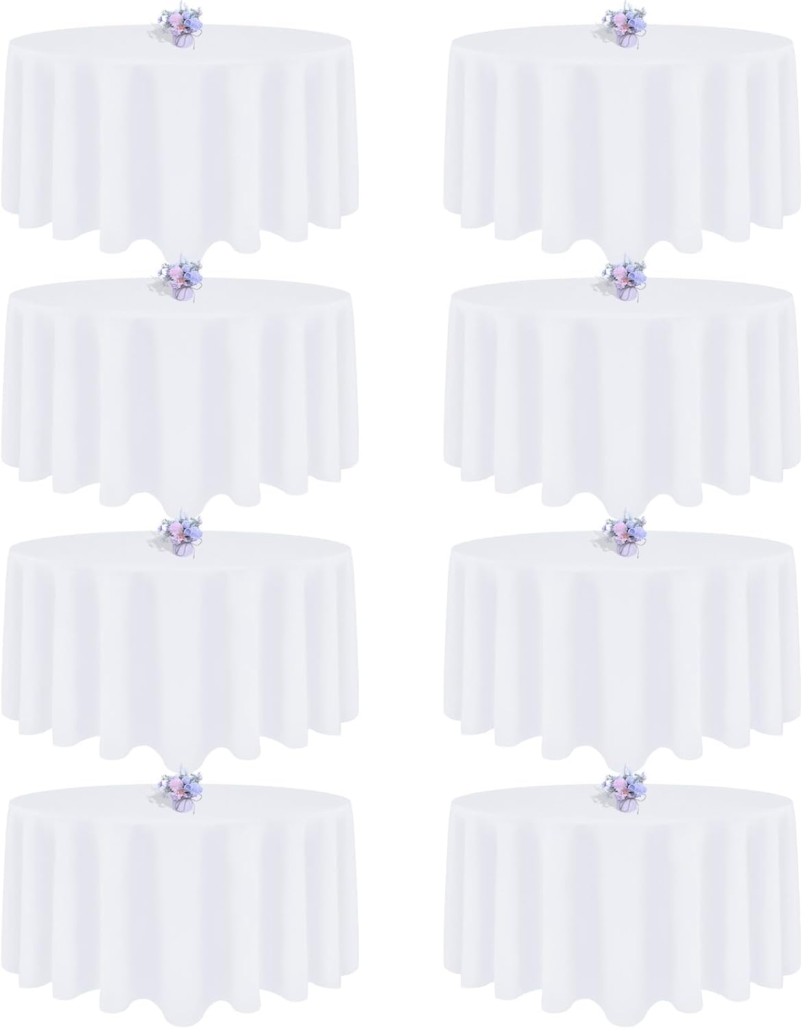 8 Pack White Round Tablecloths for Elegant Dining Events