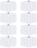 8 Pack White Round Tablecloth 120 in Round Table Cloth - Wrinkle