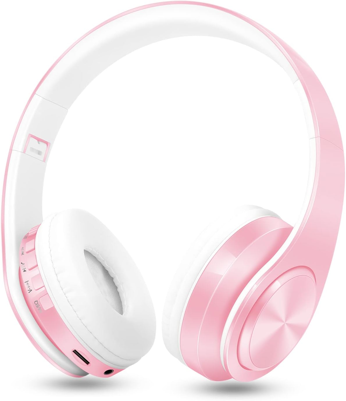 Wireless Bluetooth Headphones: Soft Earmuffs, Lightweight - Pink