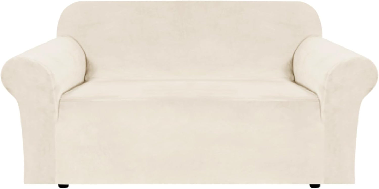 H.VERSAILTEX Stretch Velvet Loveseat Covers for 2 Cushion Couch
