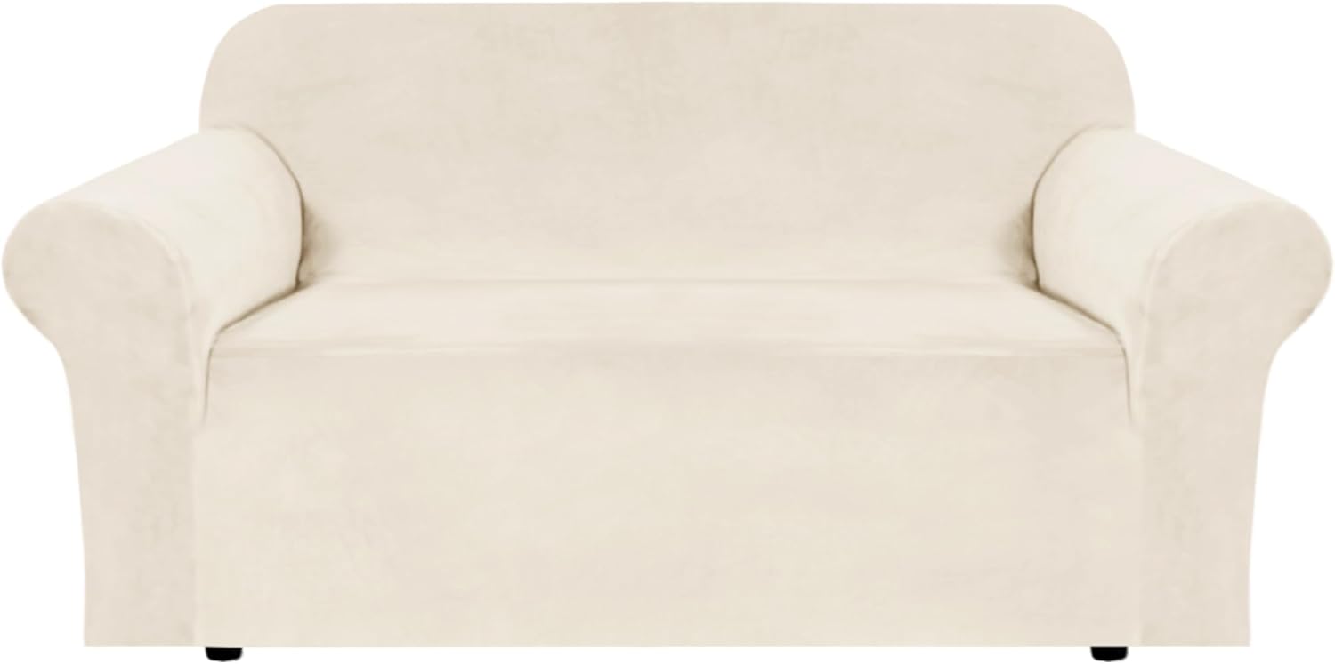 H.VERSAILTEX Stretch Velvet Loveseat Covers for 2 Cushion Couch