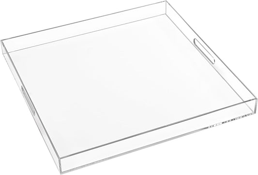 Extra Large Clear Acrylic Serving Tray with Handles for Home