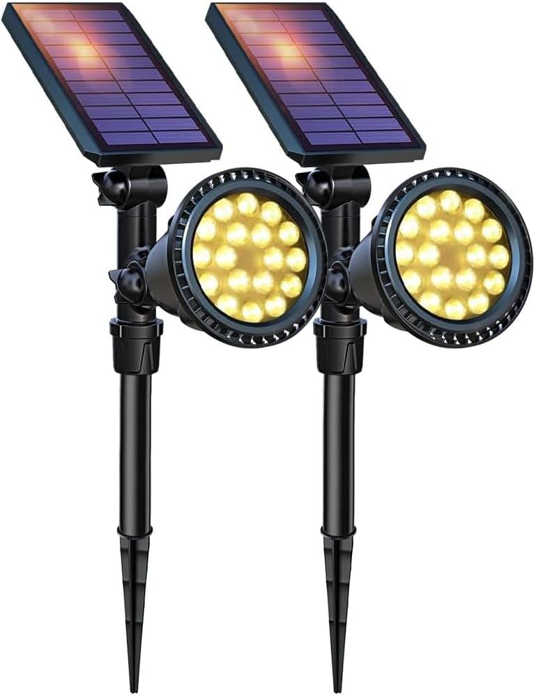 DBF Solar Lights Outdoor - 600LM Waterproof Spotlights for Garden