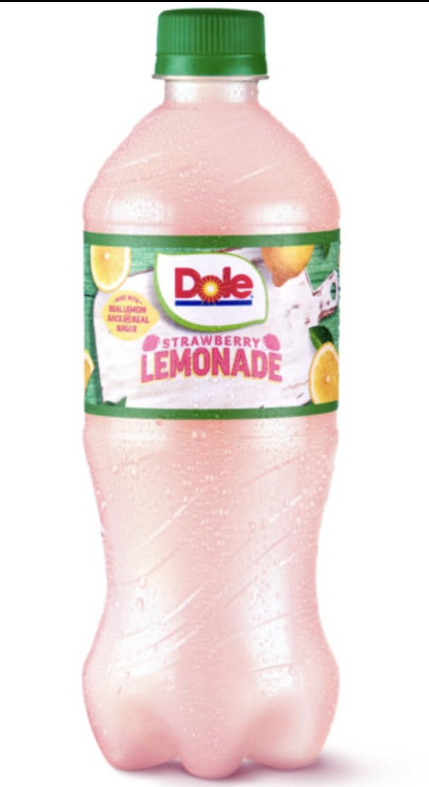 Dole Strawberry Lemonade 20 oz Bottles Pack of 24 for Refreshment