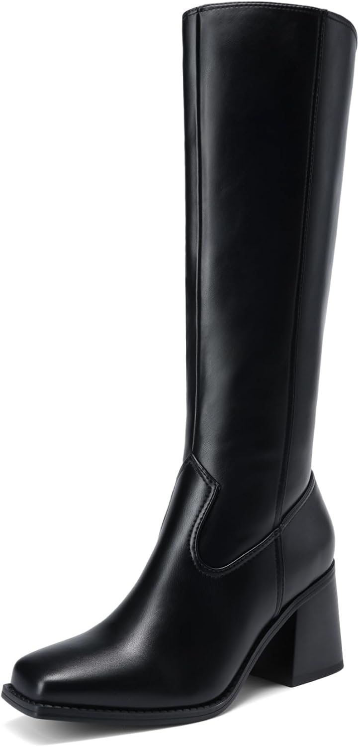 DREAM PAIRS Women's Knee High Boots with Chunky Heel Style