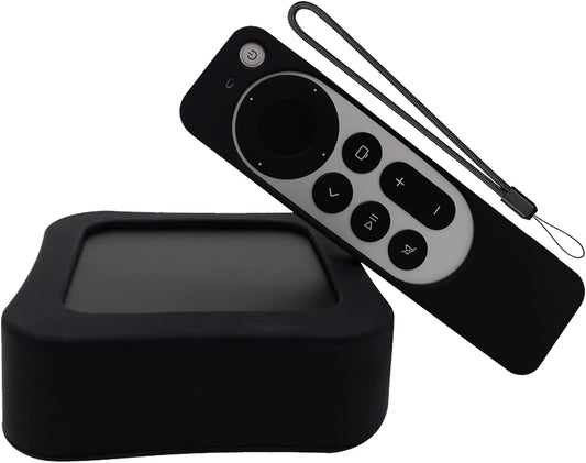 Shockproof Black Silicone Cover for Apple TV & Remote