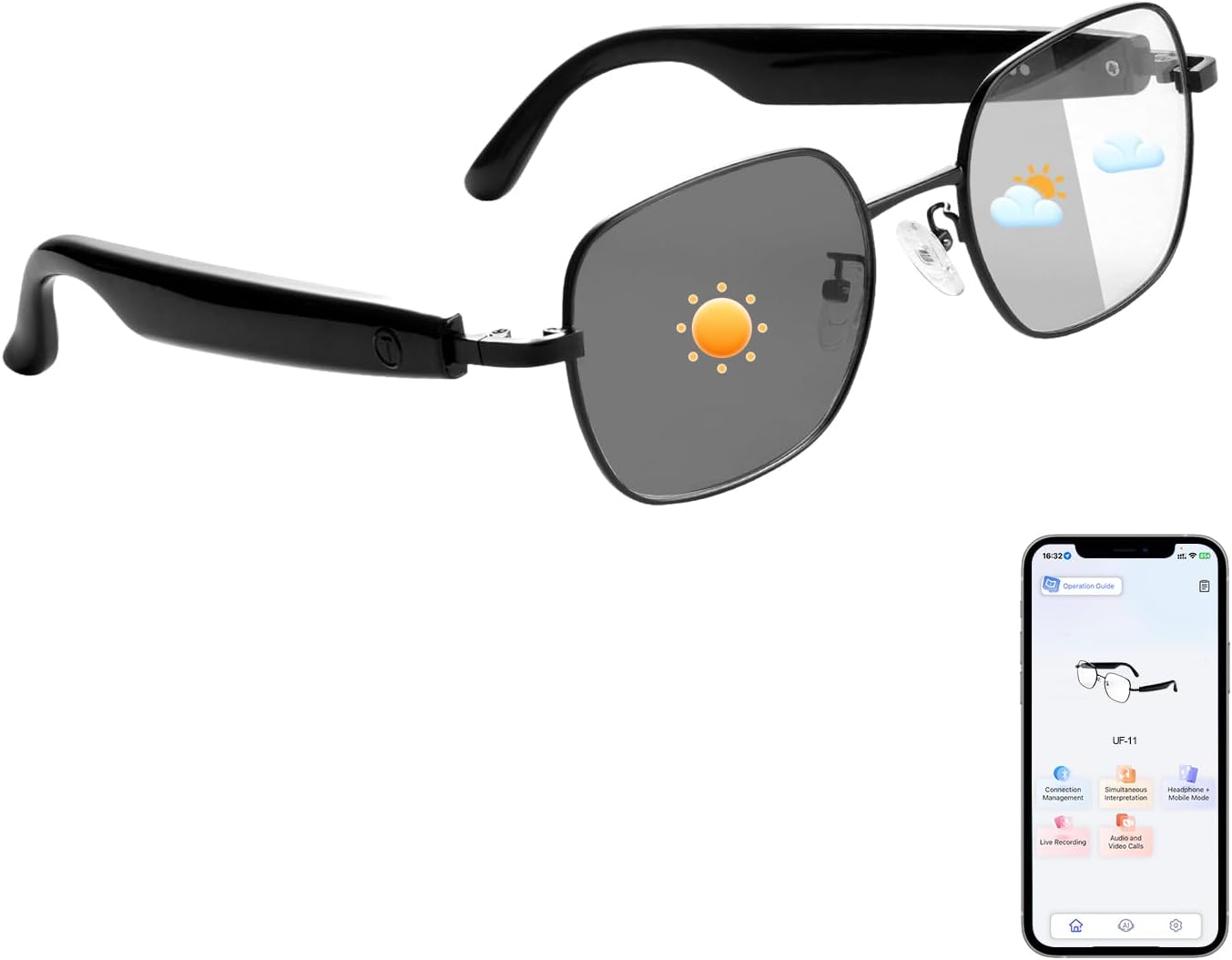 AI Smart Glasses with Photochromic Lenses for Translation Needs