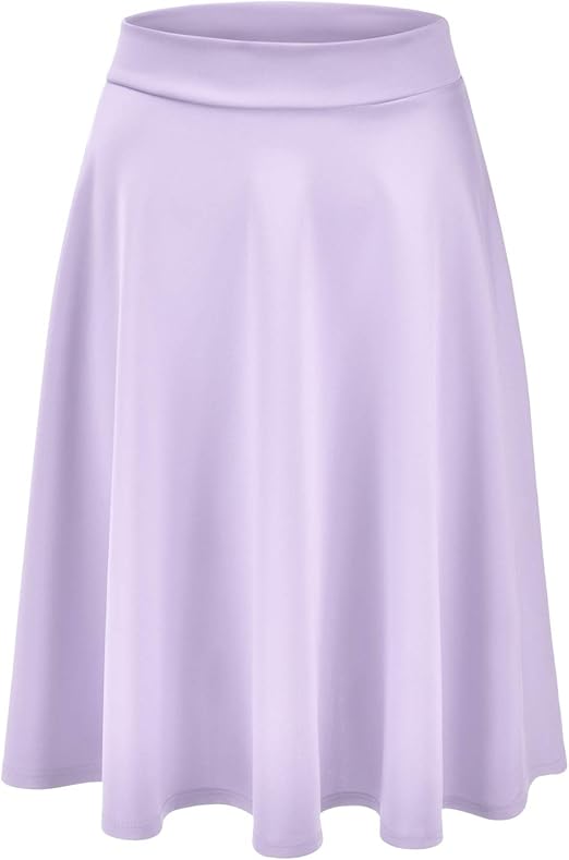 EIMIN Women's Basic Versatile Stretchy Flared Midi Skirt