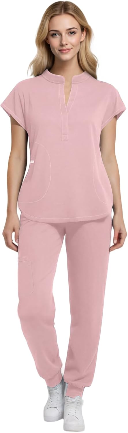 Medical Scrubs for Women Set with 8 Pockets for Nurses