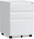 3 Drawer File Cabinet Mobile Filing Cabinet with Lock and Wheels