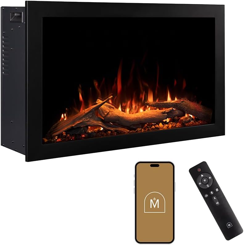 Smart Electric Fireplace Insert | Remote Control | Multi-Color Flames