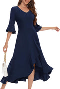 Women's Wedding Guest Dress Elegant Bell Sleeve Cocktail Dress