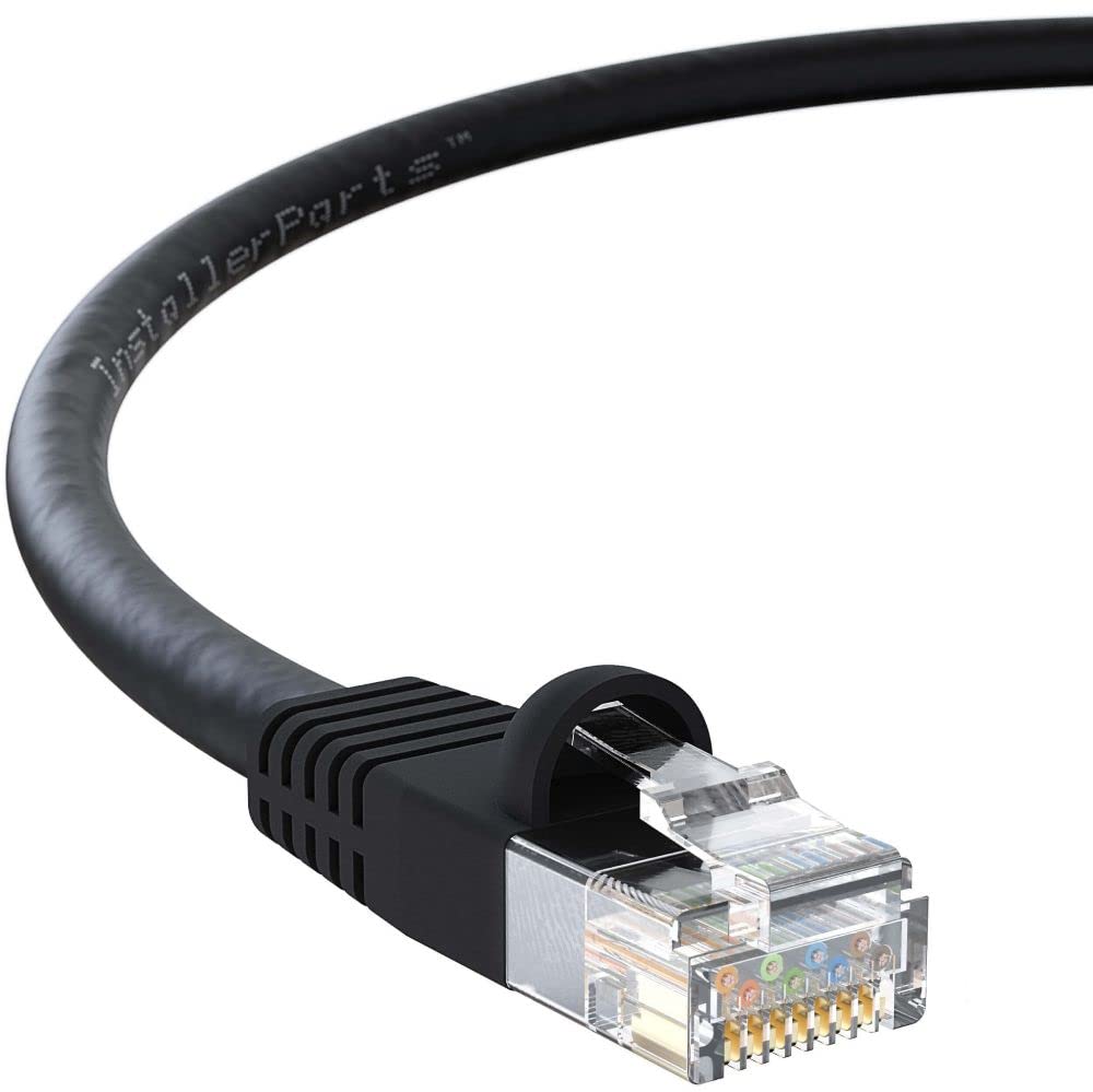 InstallerParts 50 Pack CAT5E Ethernet Cable UTP Booted 6 FT Black