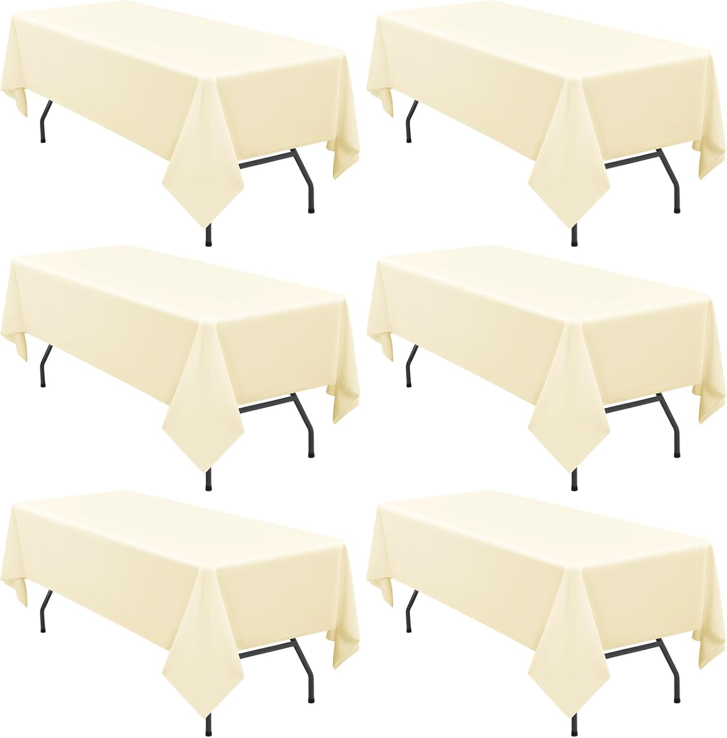 6 Pack 60 x 102 Inch Polyester Tablecloths for Events and Parties
