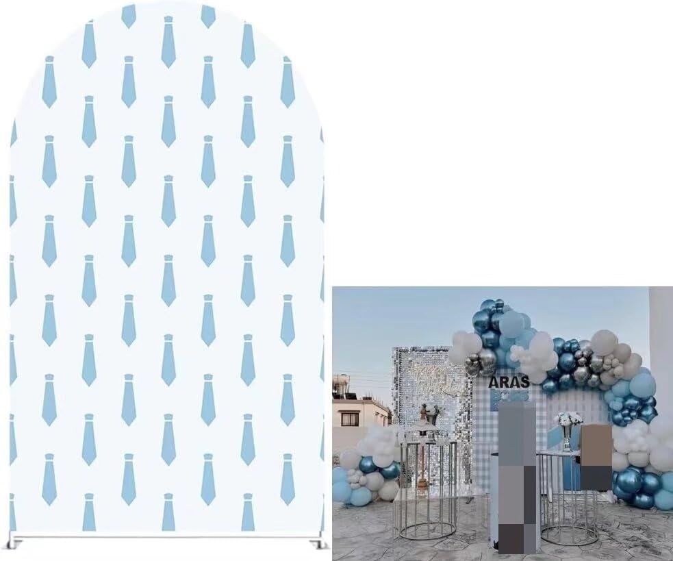 KONPON Blue Tie Arch Stretchy Covers for Boy Birthday Parties