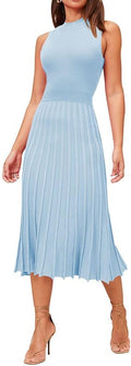 Pink Queen Women's Crew Neck Sleeveless High Waisted Bodycon Midi